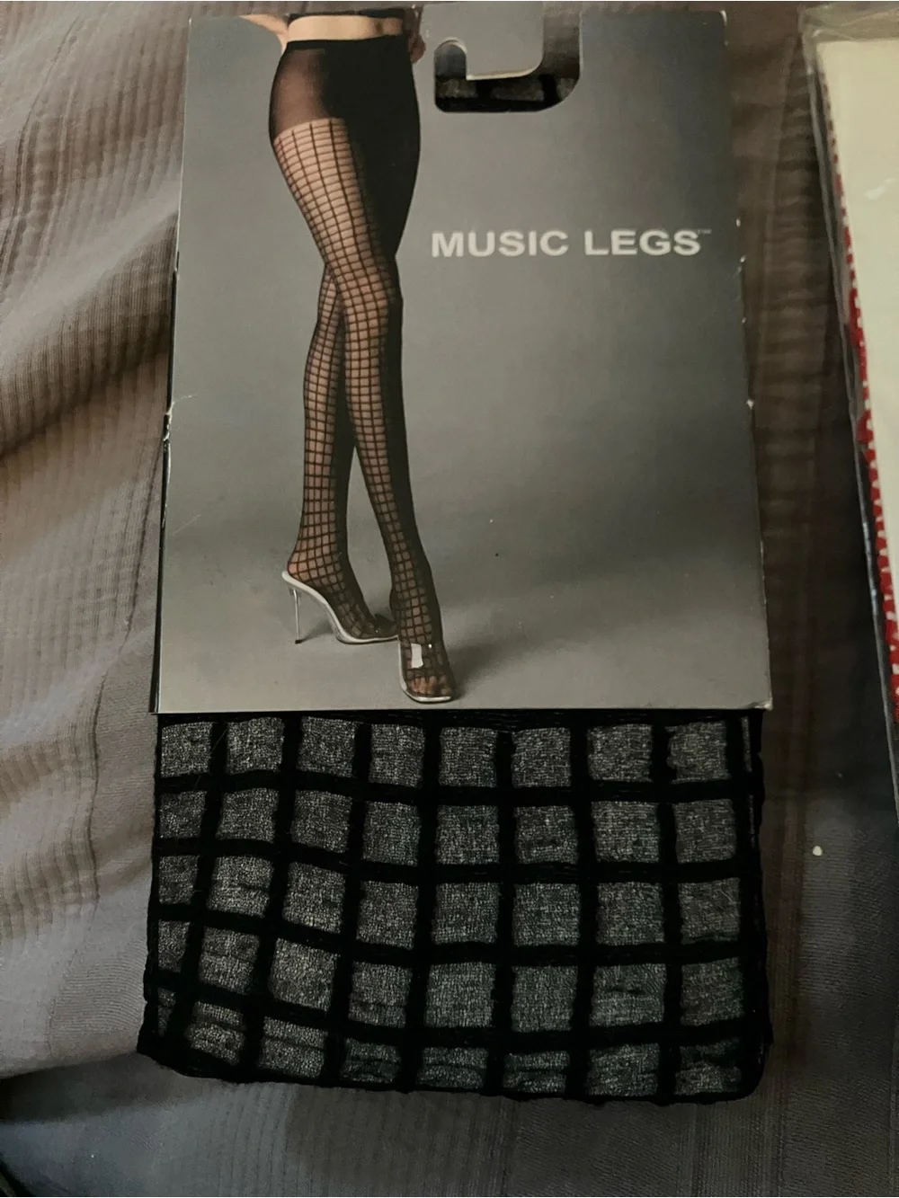 Red Fishnet & Black Patterned Pantyhose (2) One Size Fits most NEW in pkgs